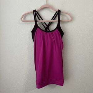 Athleta Tank Top Womens Size XS Hidden Agenda Workout Pink Brown 257103-01